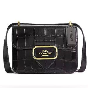 NWOT Coach Morgan Square Croc Embossed Crossbody in Black 🖤